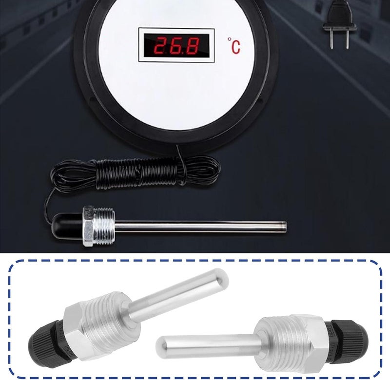 OTOTEC 2pcs Immersion Sleeve Pocket Thermowell G1/2" 304 Stainless Steel Temperature Sensor Immersion Sleeve Pocket Tool for Temperature Sensor 6mm Heater(8x50mm) - Image 3